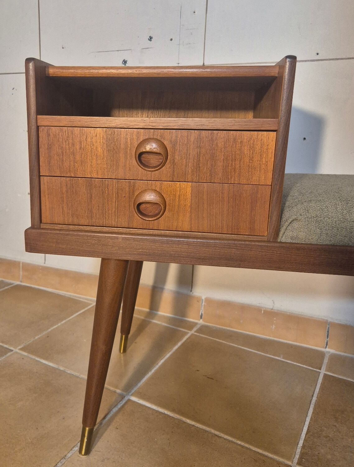 Teak telephone bench, Vintage Scandinavian 1960s