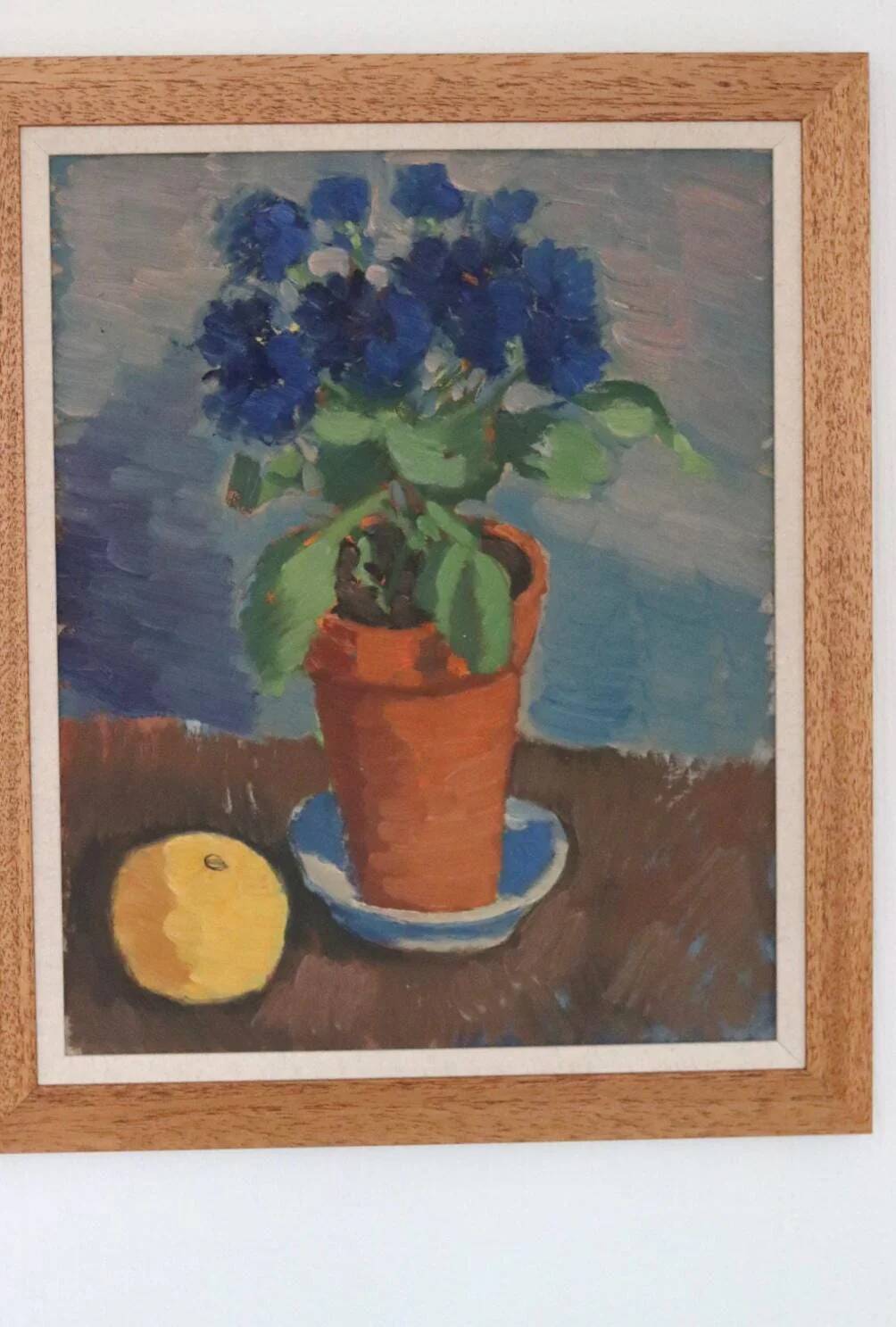Swedish Oil on Panel – “Blue Flower and Citrus” attributed to Olax