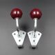 Two hooks in red bakelite and metal - around 1950