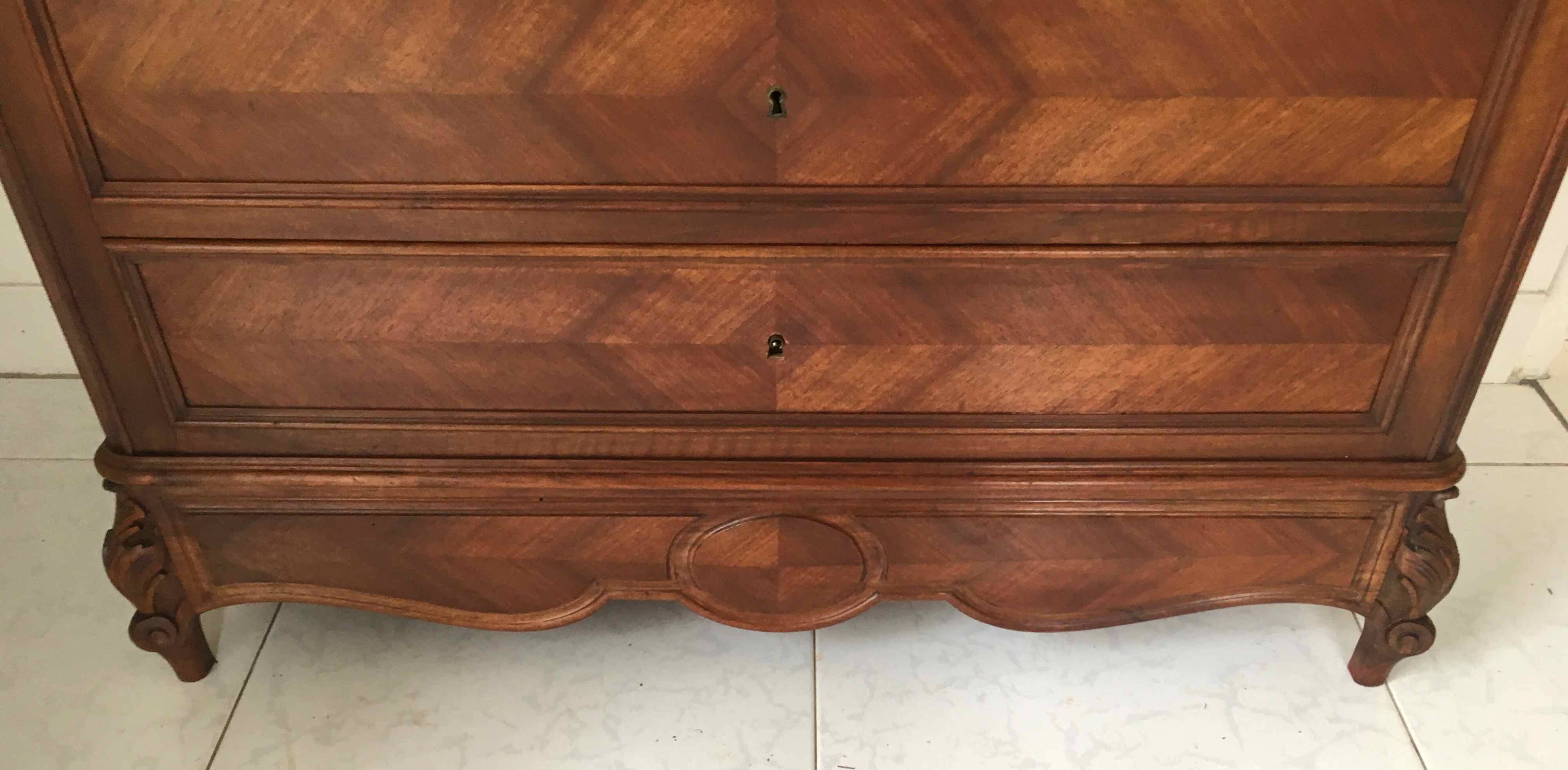 1940 chest of drawers inlaid wood and marble