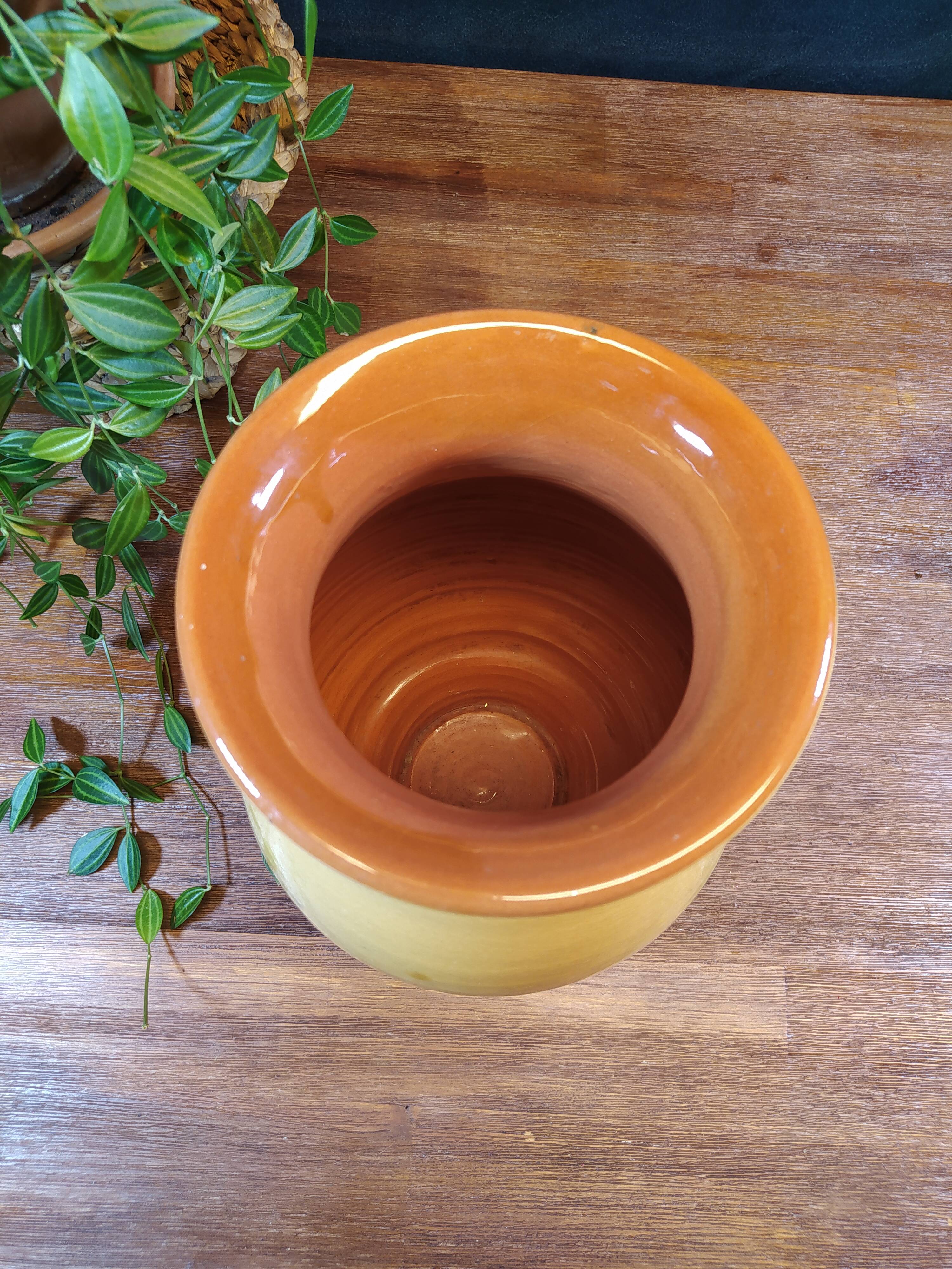Vintage mustard yellow stoneware vase