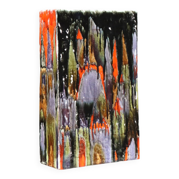 Vase vintage en céramique décorée Elio Schiavon Italie années 1960