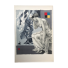 Affiche originale de Loulou Picasso la leçon de peinture pour agnès b., 1986 102x70