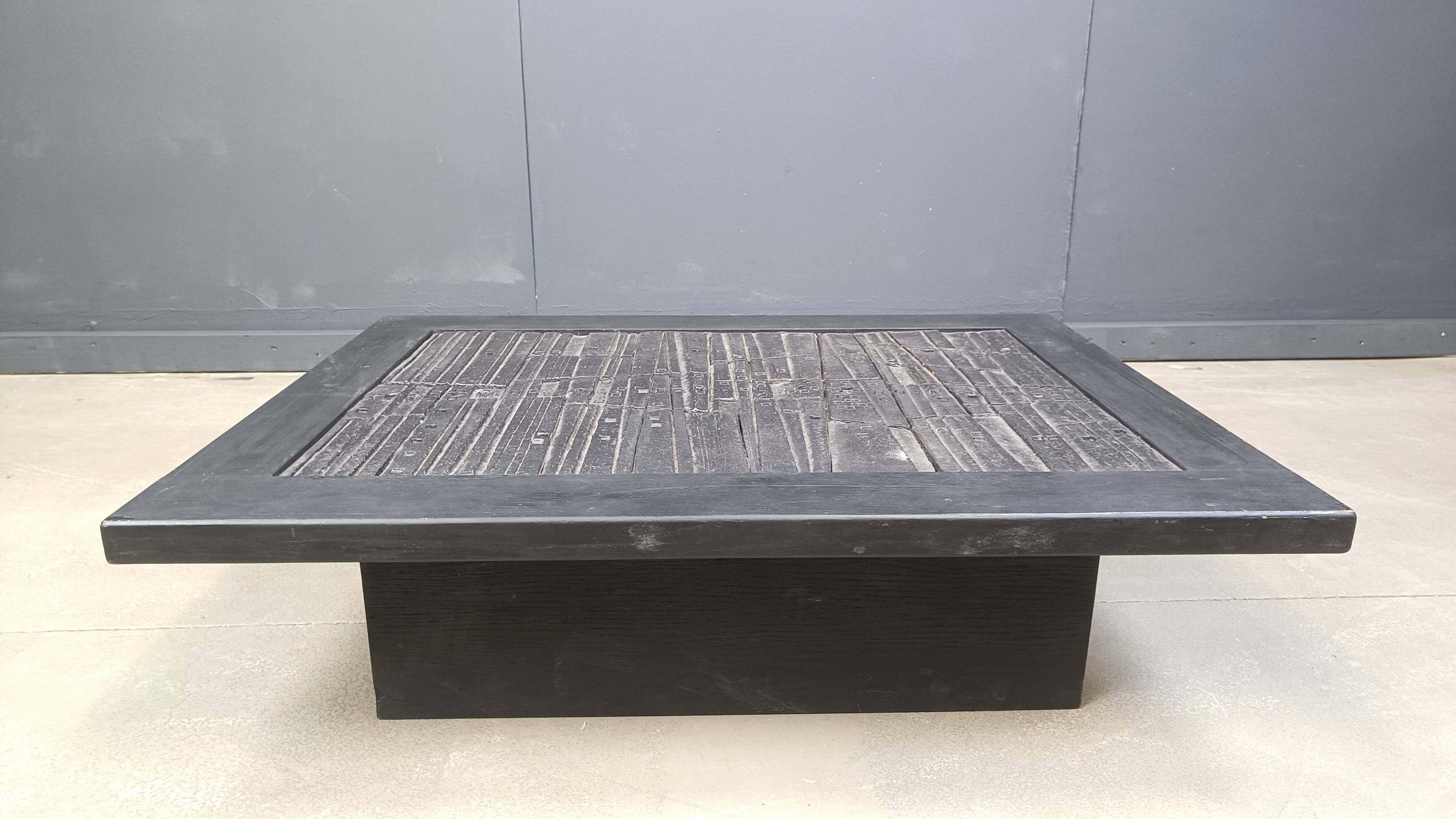 Brutalist stone coffee table, Made In belgium, 1960s