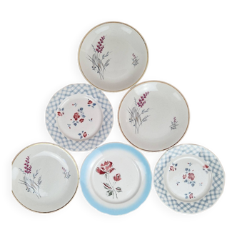 Composition de 6 assiettes plates en faïence