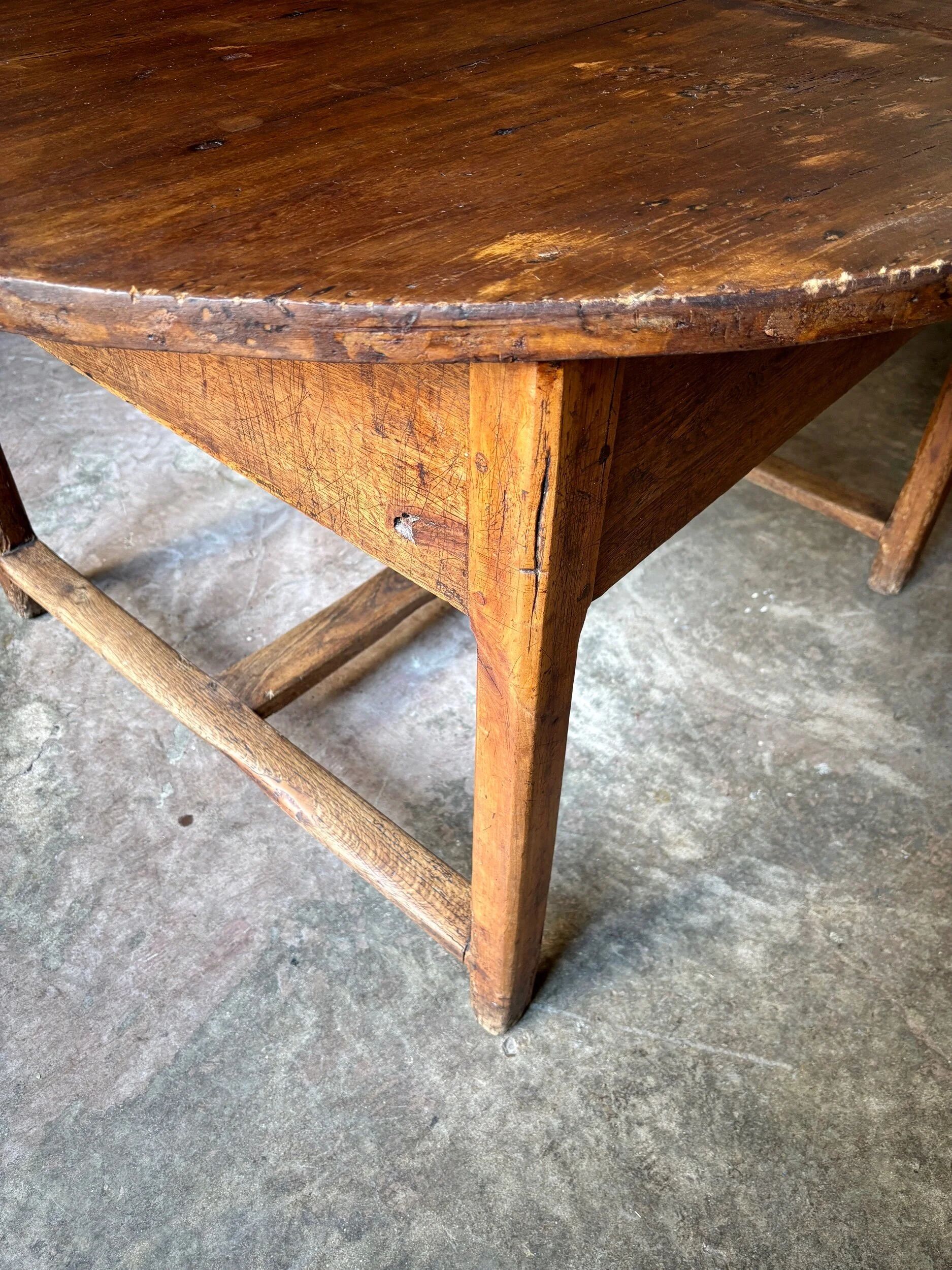Round wooden farmhouse table
