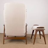 Large Scandinavian Teak Armchair with Ottomans by Folke Ohlsson for Westnofa 1960.