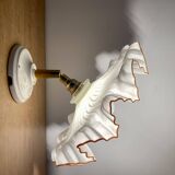 Vintage lampshade wall light in white opaline