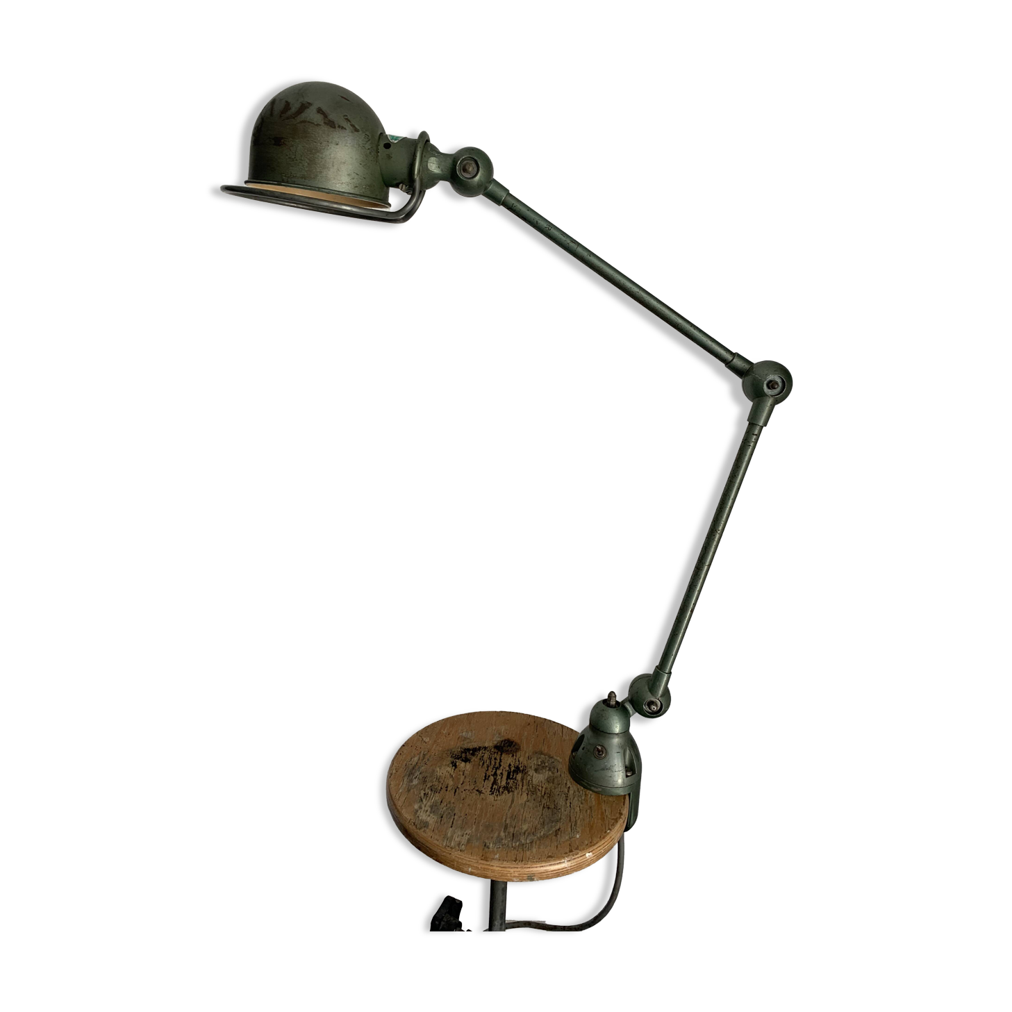 Vintage 1960s Jielde 2-arm green industrial lamp - 100 cm