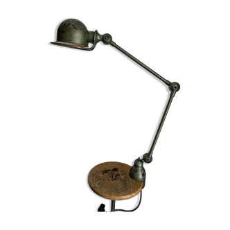 Lampe vintage 1960 Jielde 2 bras verte d'origine industrielle - 100 cm