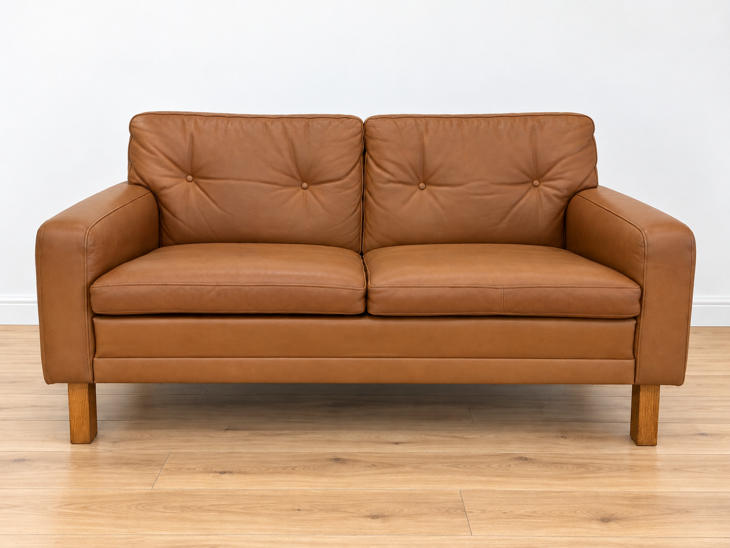 Mid-century Scandinavian Peem Oy, 2-seater cognac leather sofa 1960s