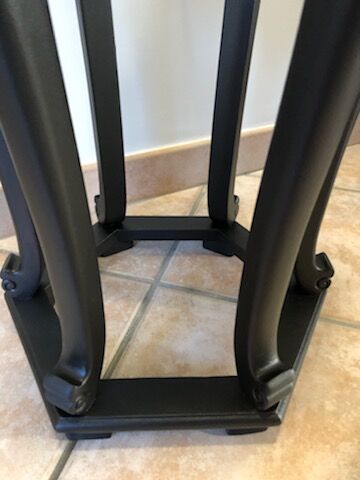 Hexagonal pedestal table with white grey marble top