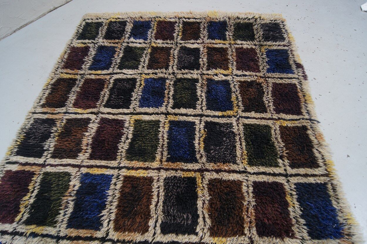 Large Scandinavian handmade Rya Rug, 1960s, 210x140 cm
