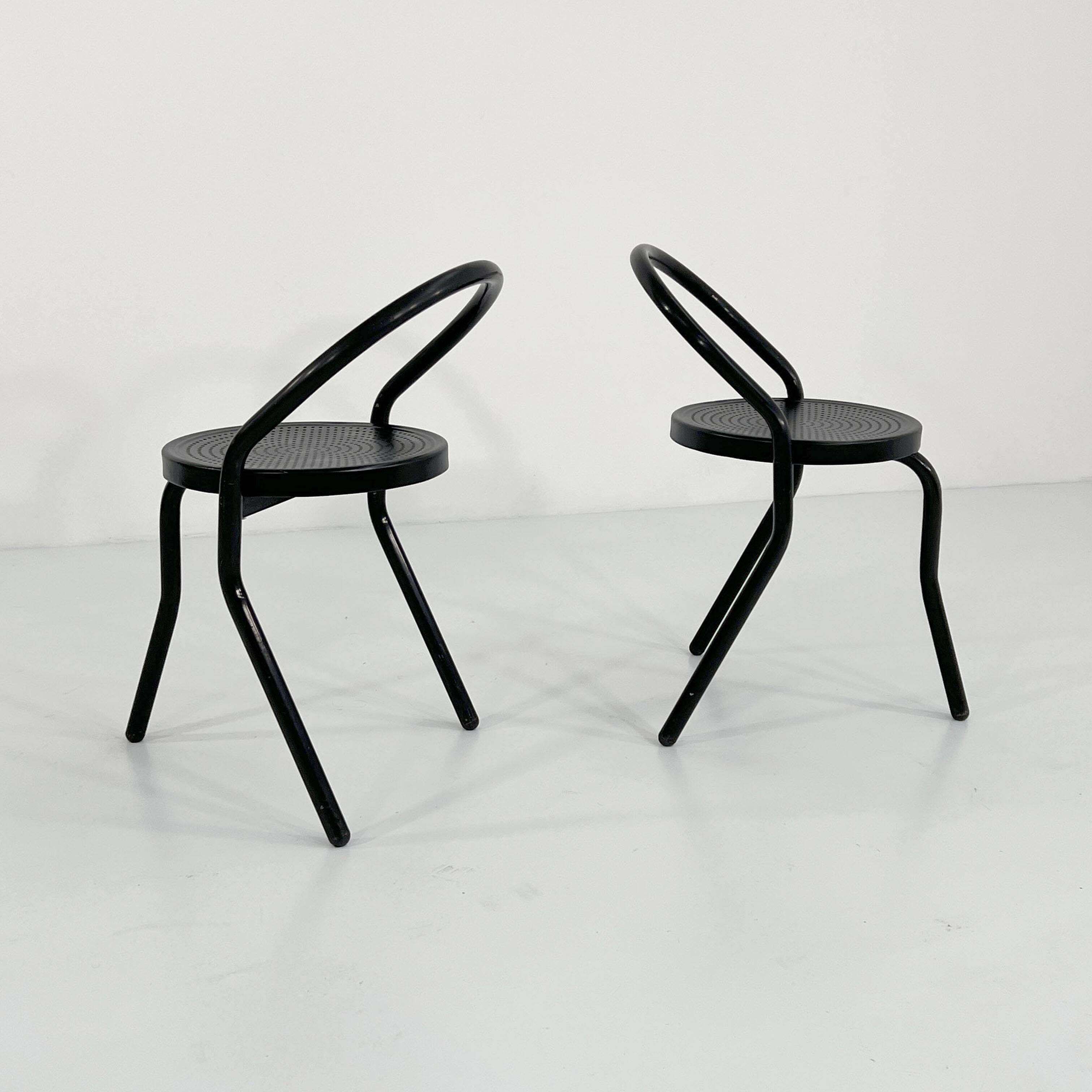 4 chaises en métal postmodernes, 1980