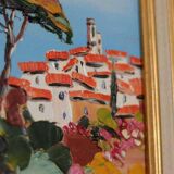 Original French oil on canvas – “Saint‑Paul‑de‑Vence” by Guinet C – vintage & framed – 28 × 23 cm