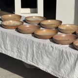 11 assiettes creuses artisanales vintage en grès mat