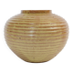 Vase vintage en grès ocre doré, céramique d’artiste signée