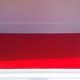White mado buffet, red handles and tray, hen grill
