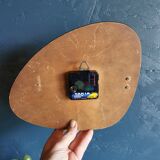 Vintage formica clock asymmetrical silent wall clock "Mervex orange"