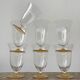 7 glasses with crystal stemmed yellow feet / cups