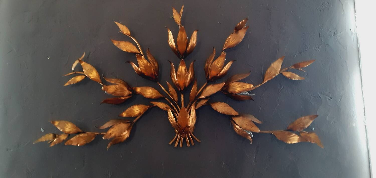 Monumental Vintage Wall Lamp with Golden Leaf Decor by Hans Kögl, 1960s