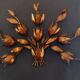 Monumental Vintage Wall Lamp with Golden Leaf Decor by Hans Kögl, 1960s
