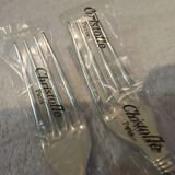 2 Christofle Atlantide silver-plated table forks in blister pack