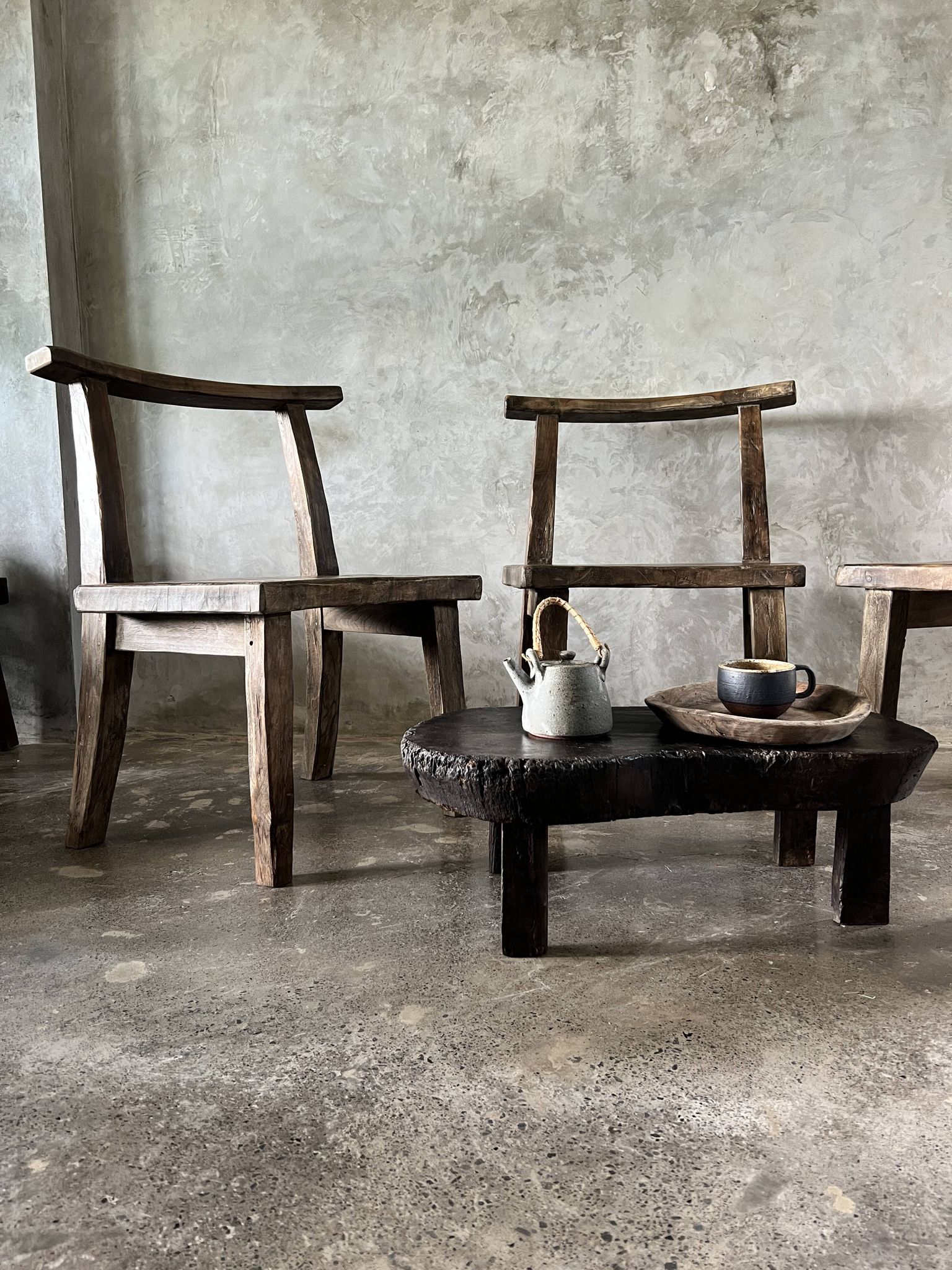 Large old teak chair or armchair H84 L60