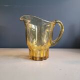 Pichet vintage en verre teinté jaune