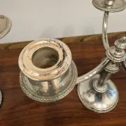 Pair of vintage three-branch silver-plated candlesticks