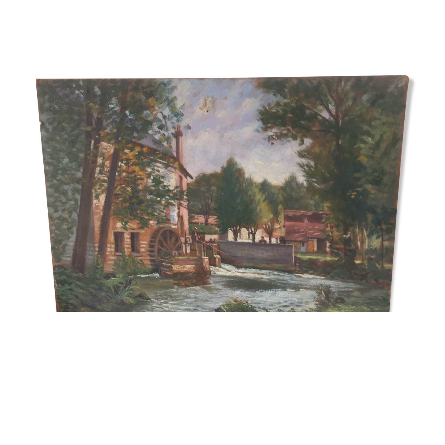 Painting on cardboard by Gustave Mouty (1870-1956) - Moulin de Giverny