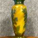 Vase in glass paste with trendy parakeets in a flowery universe signed Gallé