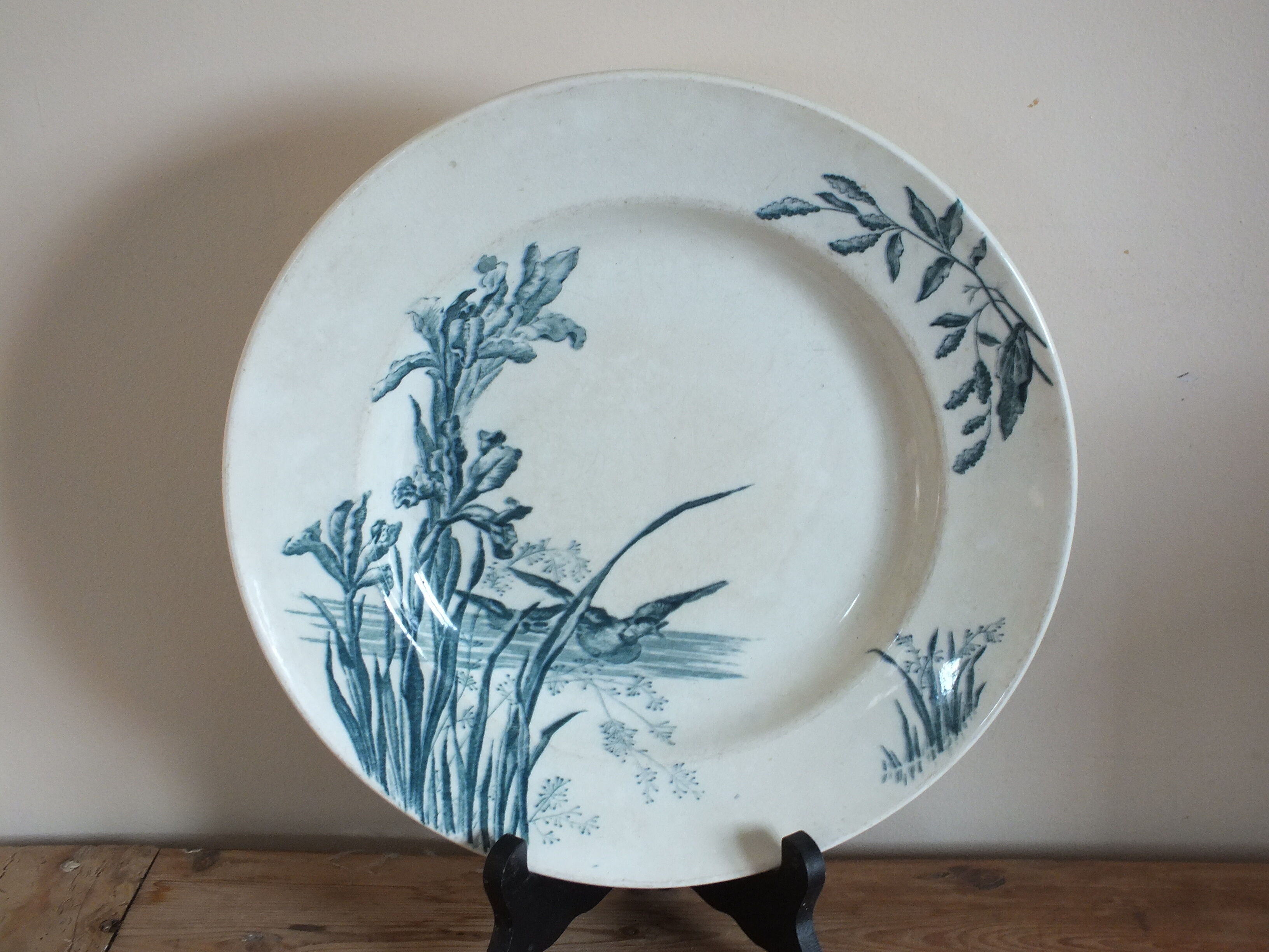 Round dish in Iron Earth, Water Lily Service Salins E.C Samaritan