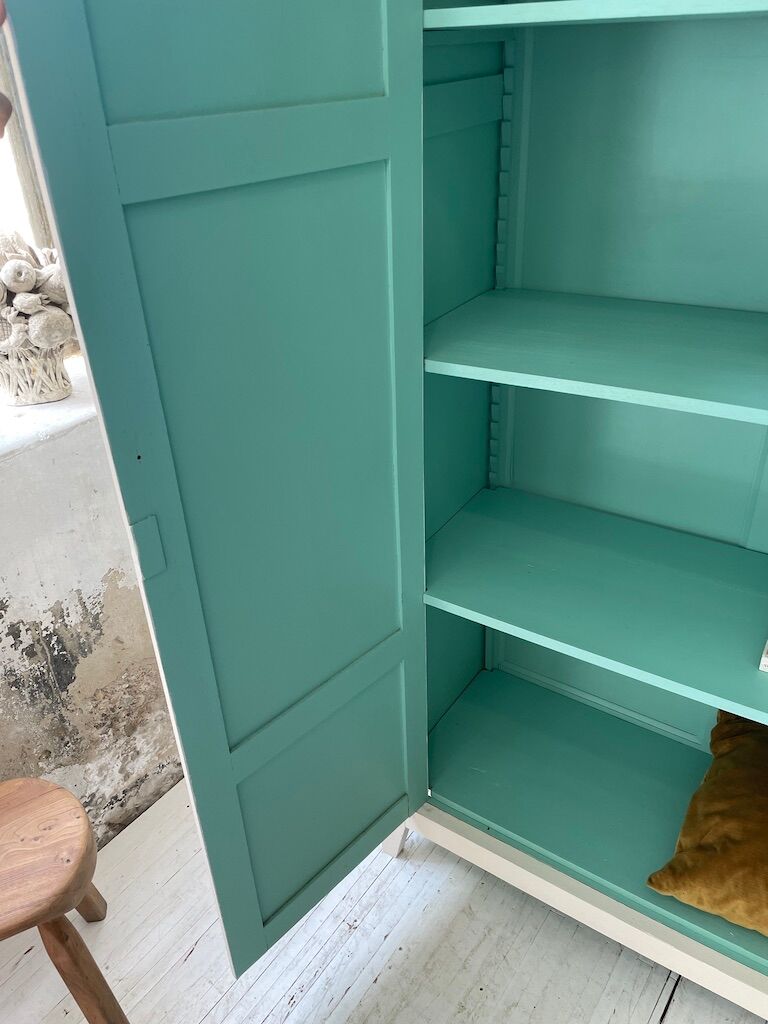 White and green cutter cabinet