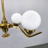 Adjustable Art Deco chandelier in brass with frosted glass, 1930s