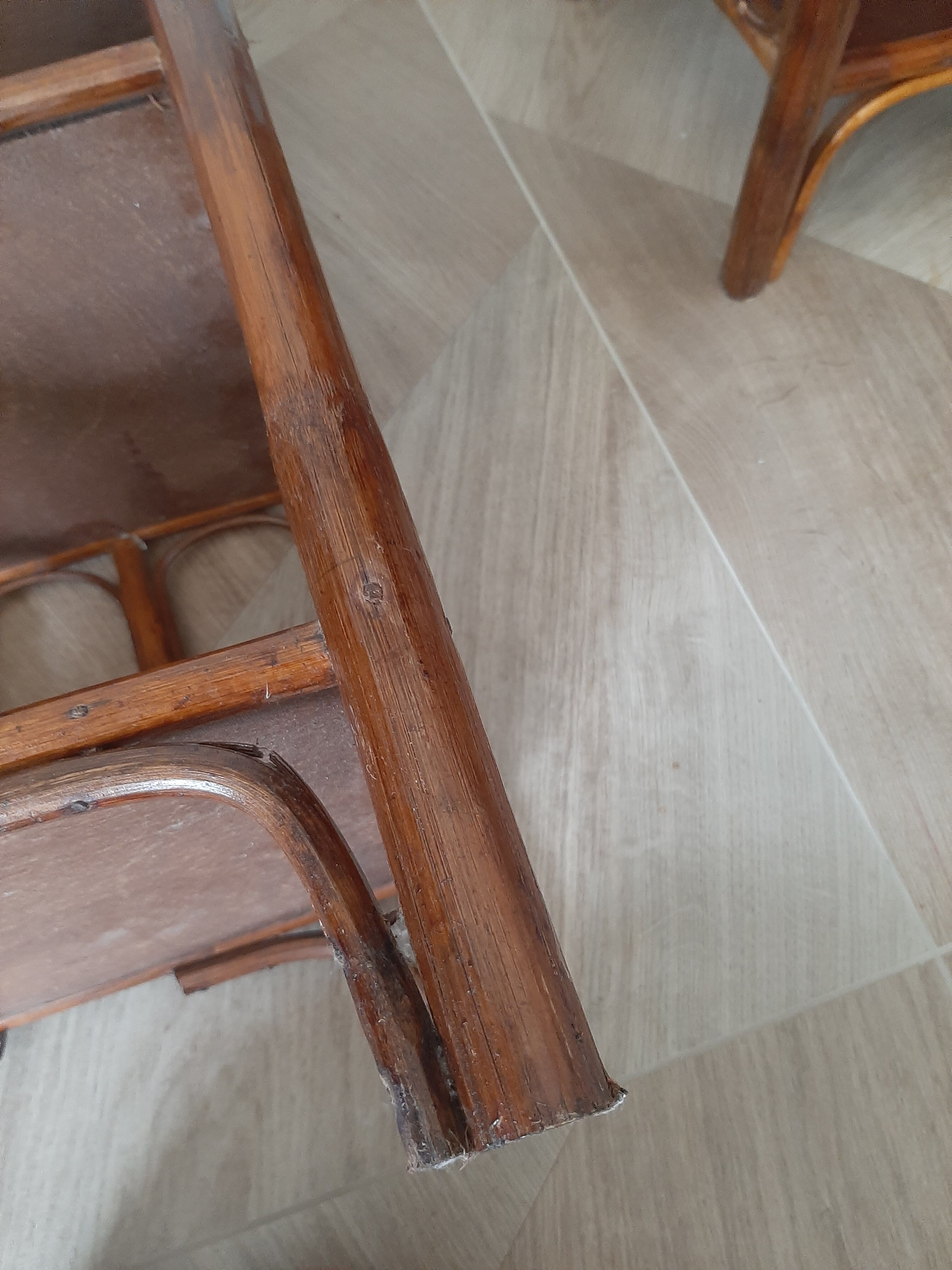 Vintage - set of 2 shelves of wooden floor, bamboo and rattan - 3 levels- retro 80s