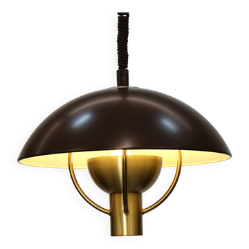 Fog and Morup Mid Century Modern Brass Pendant Lamp, Danish 1960s Brown XL