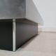 Large vintage black and stainless steel coffee table from the 1970s