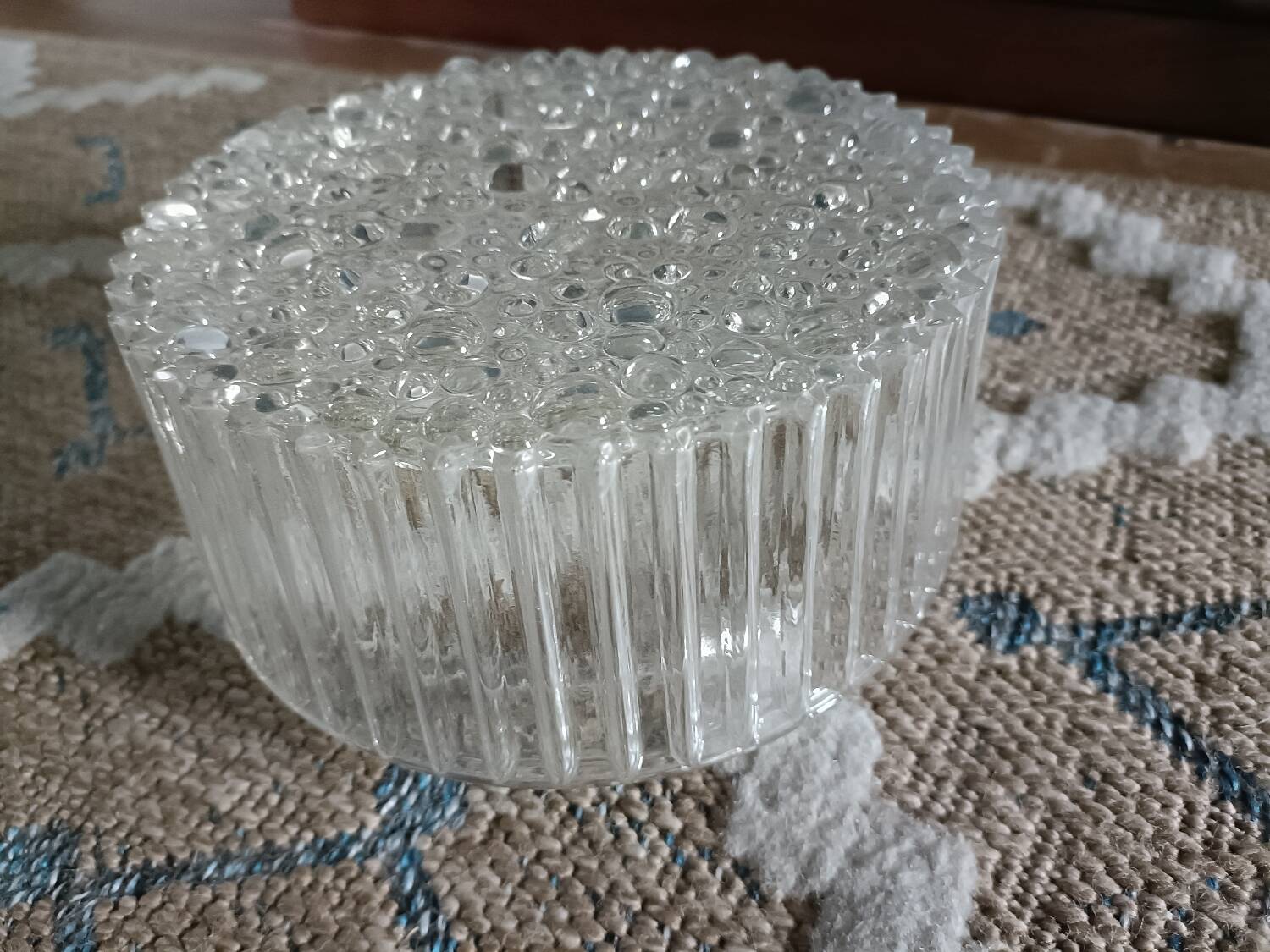 Ceiling light, wall sconce in pressed glass, 1970