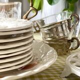 9 dessert plates and 1 barbotine dish from Sarreguemines