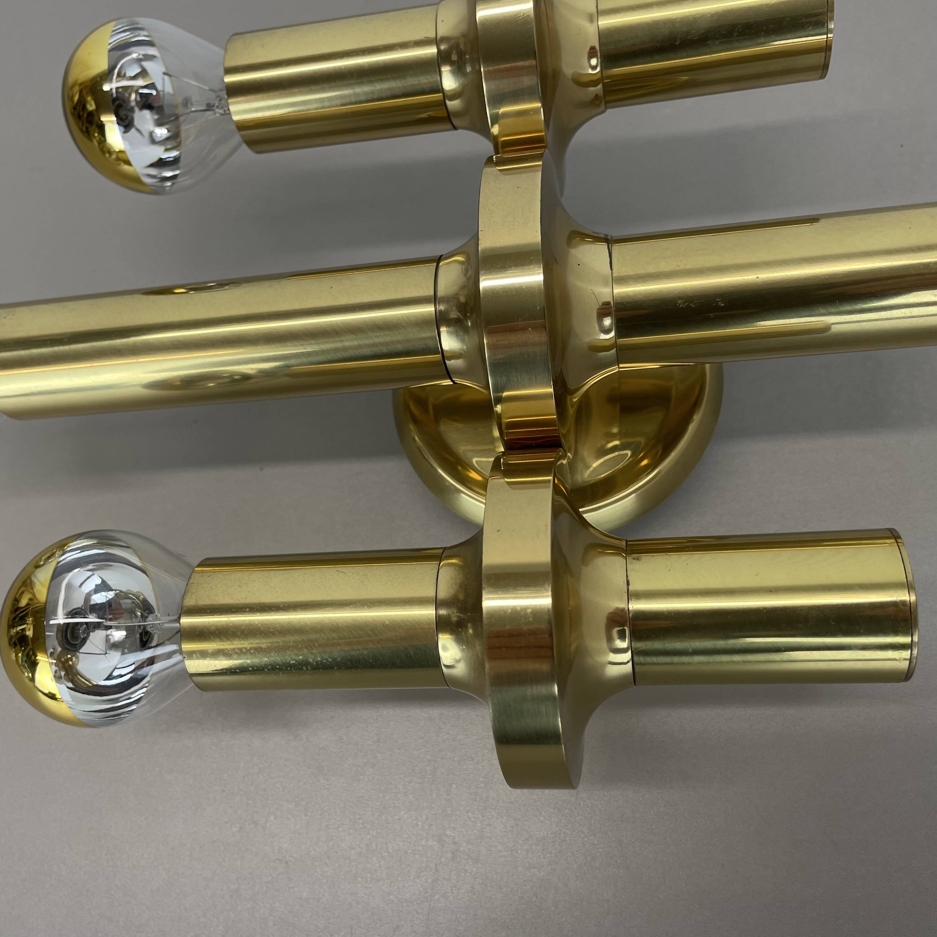 rare Brass tube "TORCH" Wall Light sconce by GAETANO SCIOLARI, Italy 1970s
