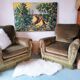 Paire de fauteuils en velours "Jean Roche "