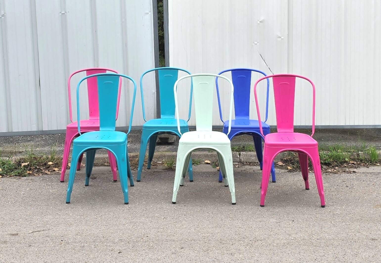 Set of 6 Tolix garden chairs