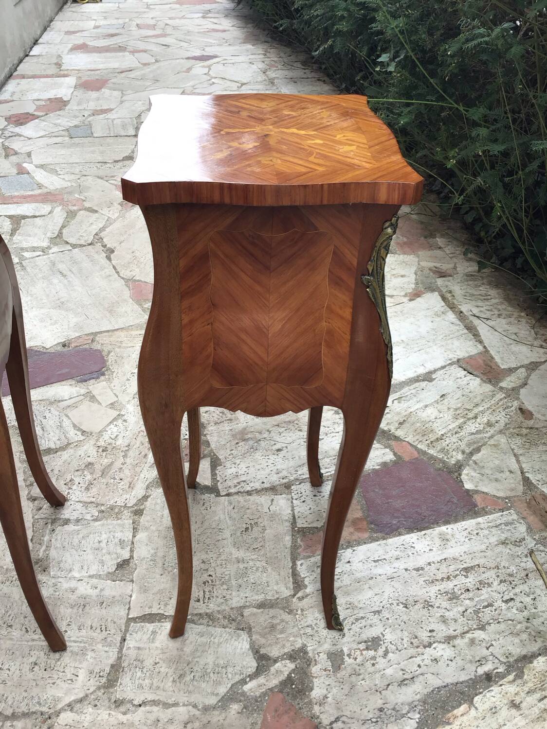 Pair of Louis XV style marquetry bedside tables