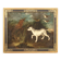 Peinture antique française paysage avec chien