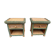 pair of bedside tables in rattan and wicker for rock bobois 1970