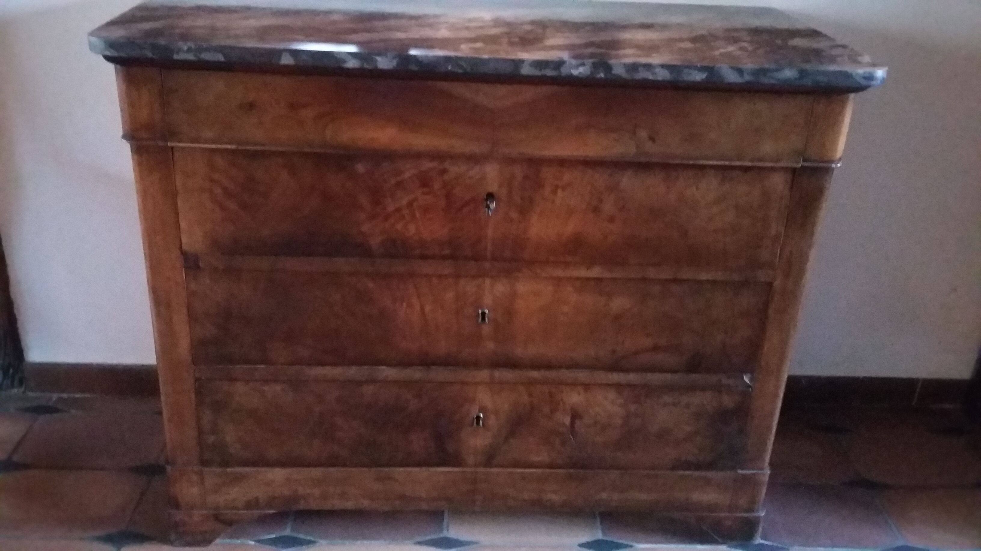 Convenient Louis Philippe plateau with marble