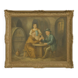 Granval: oil painting on canvas depicting a tasting scene in the cellars of a monastery.