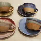 4 cups craft antique pottery
