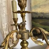 Chandelier lamp with 4 lights in gilded bronze.